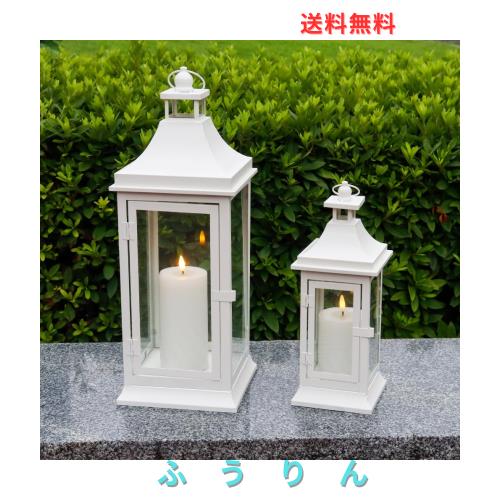 JHY DESIGN 2個セットキャンドルホルダー 高さ33/50cm レトロスタイル メタル キャンドルランタン おしゃれ 間接照明 防風 アンティーク