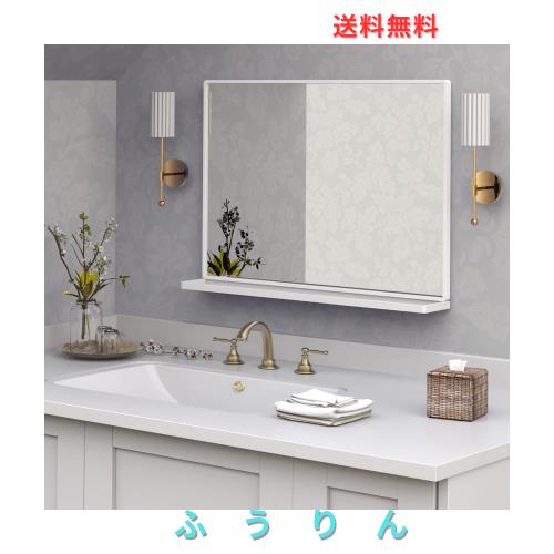 ANYHI長方形 鏡 壁掛け 収納、壁掛けミラーホワイト 洗面所 ミラー 壁掛け 収納 80.7x 62 cm