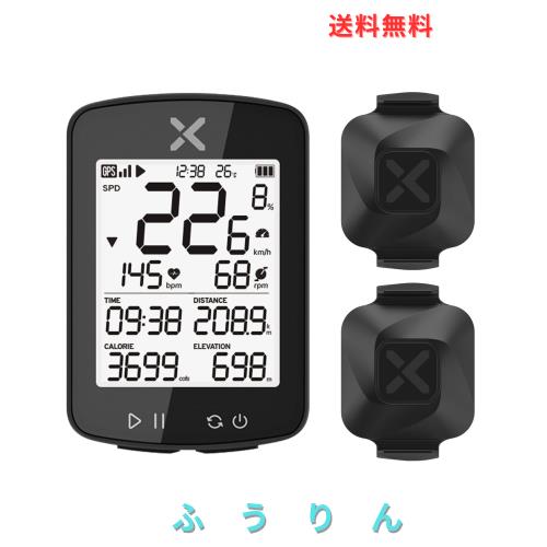 XOSS GPS サイクルコンピュータ スピード ケイデンスセンサーセット ワイヤレス Bluetooth ANT+対応（G+2，Vortex 2pcs）