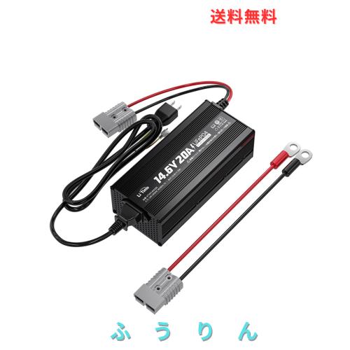 LiTime 14.6V20Aリン酸鉄リチウムイオンバッテリー充電器 AC-DC 急速充電 LEDインジケーター付き スマート保護機能 0V充電対応 LiFePO4バ