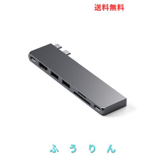 Satechi USB C ハブ スリム (スペースグレイ) 7 in 2 Pro 多機能USB4ポート 4K 60Hz 出力 USB3.2 Gen 2 SD/MicroSDカードリーダー 100W P