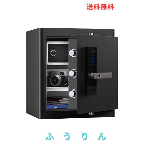 RPNB 金庫 防犯金庫 保管庫 スマートタッチスクリーン音声提示セーフ 二重警告 取り外し可能な棚 緊急キー2本 家庭用 事務所 ホテル 45L