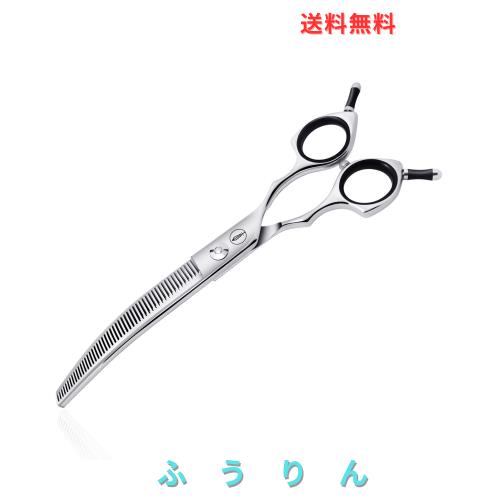 HASHIMOTO 犬用カーブ剪定鋏、犬用カーブ剪定鋏、50枚刃、7.0インチ、30％の間引き率、軽量。ペットグルーマーや家族のDIY用に設計されて