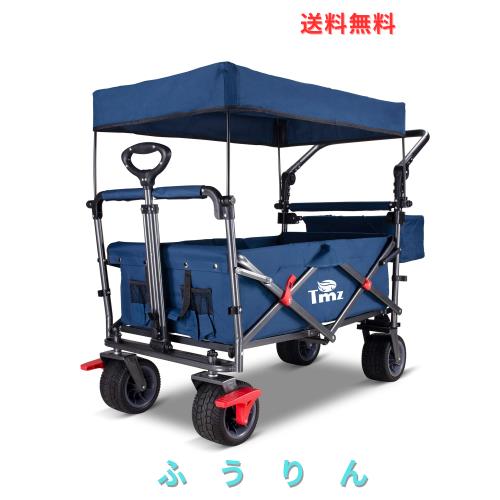TMZ折りたたみ式全地形ガーデン車両、屋外キャンプキャンプ車両、取り外し可能なルーフ、伸縮式プルロッド、マルチスピード調整可能プッ