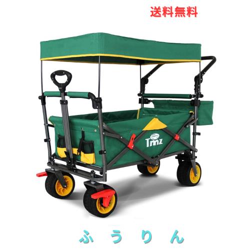 TMZ折りたたみ式全地形対応ガーデン車両、拡張カゴ付きキャンプ車両、取り外し可能なルーフ、伸縮式プルロッド、マルチスピード調整可能