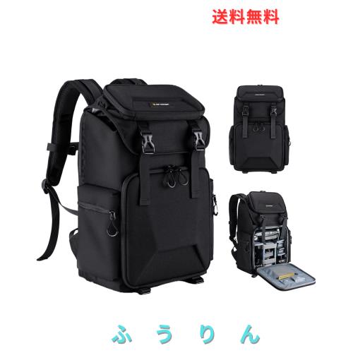 [K＆F Concept] カメラバッグ カメラリュック リュックサック 25L 大容量 2気室 おしゃれ レインカバー付き EVA材質防水耐衝撃 16インチPC