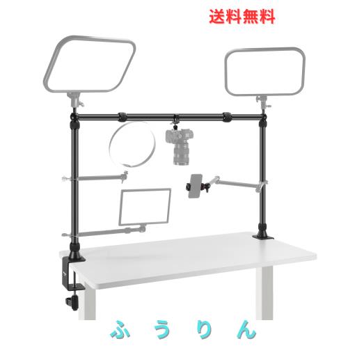 NEEWER カメラデスクマウントスタンド オーバーヘッドカメラマウントリグ デュアルボールヘッドスーパークランプ/スマホホルダー/Cクラン