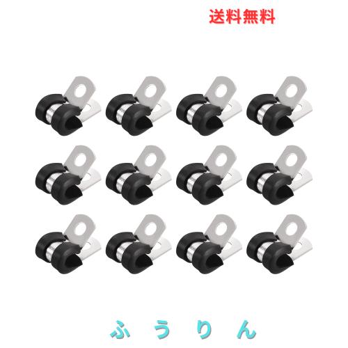 uxcell ケーブルクランプ 304ステンレス鋼 ゴムクッション絶縁クランプ 