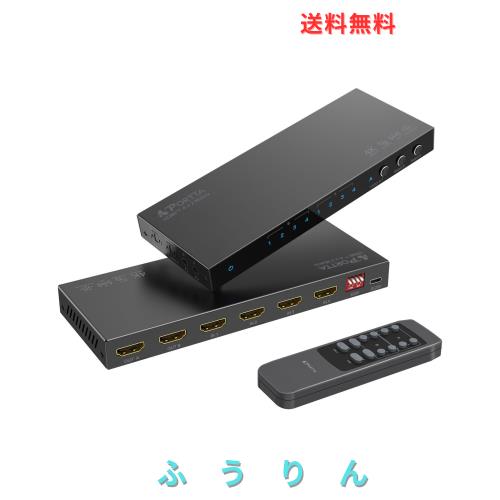 PORTTA 4K 60Hz HDMIマトリックス 4x2 4入力 2出力 スイッチスプリッター Toslink 3.5mmオーディオエクストラクター付き ARC 16種類のEDI
