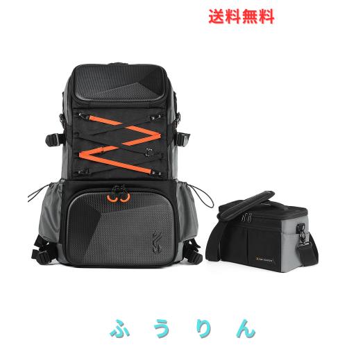 K＆F Concept カメラバッグ カメラリュック EVA材質防水耐衝撃 32L 大容量 おしゃれ リュックサック レインカバー付き 15.6インチPC収納＆