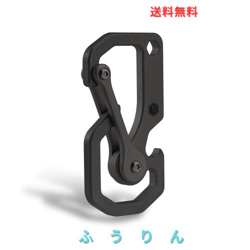 KeyUnity マルチツール カラビナ チタン KU06 キーホルダー 多機能 【栓抜き・4mm六角レンチ】軽量 錆びない s字カラビナ EDCツール 登山