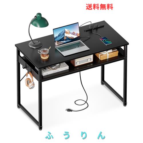 ODK 机 pcデスク パソコンデスク 幅80cm ゲーミングデスク 収納付き コンセント付き 勉強机 computer desk ?子 ワークデスク ？？? フック2