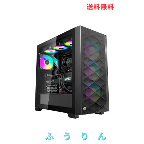 PCCOOLER CPS C3D510 ARGB PCケース ATXミドルタワー, 黒非常に通気性の高い メッシュメタルフロントパネル エアフローE-ATX/M-ATX/ITX