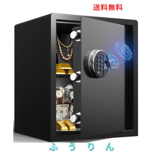 Grimtron 生体認証セーフボックス - 【収納ラック＆ドアオーガナイザー】クイックアクセス指紋安全、バックライト付きキーパッド、サイレ