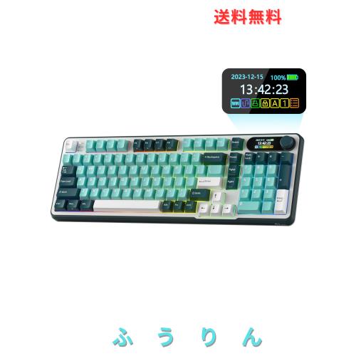 RK ROYAL KLUDGE S98 メカニカルキーボード、スマートディスプレイおよびノブ付き、トップマウント 96% ワイヤレスメカニカルキーボード