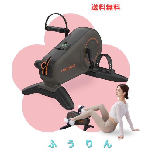 I-uki Sport ミニ エアロバイク 家庭用 静音 マグネット8段階負荷 滑り止めストラップ付き 液晶メーター 脚付きルームバイク 省スペース