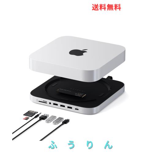 Satechi USB-C スタンドハブ NVMe/SATA SSDスロット (Mac Mini M2 /M1, Mac Studio対応) USB-Cデータポート(10Gbps), Micro/SDカードスロ