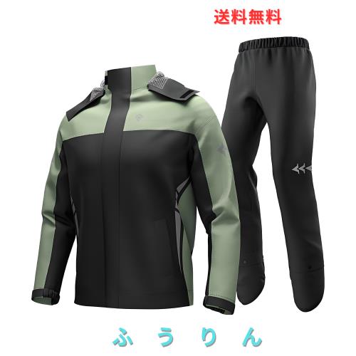 RENHE バイク用レインウェア 上下セット メンズ レインコート レディース レインスーツ 防水 カッパ 上下 シューズカバー アウトドア 透