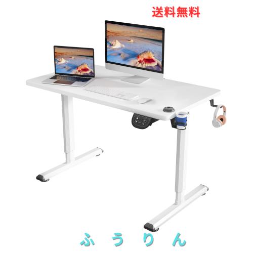 Dripex 昇降デスク 電動 幅110cm 一枚天板 簡単組立 スタンディングデスク メモリー機能付き 人間工学 パソコンデスク 無段階高さ調節 オ