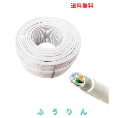 100m 白色 LANケーブル cat6 自作用 ２重被覆 屋外仕様 UTP 専用ピン付 PoE対応 紫外線 耐候性 防水 屋外用 高耐久 ランケーブル ホワイ
