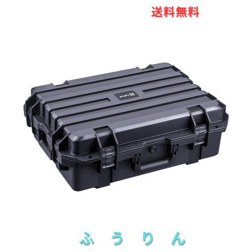 Lykus HC-6020 防水ハードケース 格子状カットスポンジが内蔵 内寸:59.3x42.3x19 cm カメラ、プロジェクター、ドローン、ラップトップな