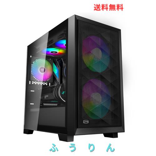 PCCOOLER CPS C3D310 ARGB PCケース M-ATX ミドルタワー, 非常に通気性の高い メッシュメタルフロントパネル エアフロー ITX ミドルタワ