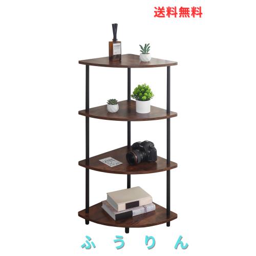 BAOYOUNI コーナーシェルフ 棚 コーナーラック スリム 玄関 三角 コーナー棚 三角コーナー ラック 木製 収納ラック 角が丸い スタンド四