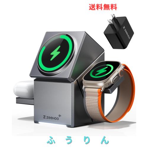 ワイヤレス充電器 3in1 Magsafe Qi2認証 マグセーフ 回転式 マグネット 急速 15W スタンド iPhone16/15/14/13/12シリーズ iWatch Ultra2/