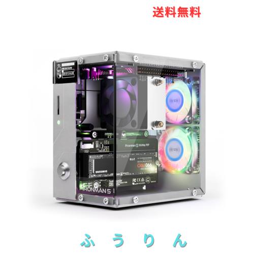 Raspberry Pi 5 用 Pironman 5 NVMe M.2 SSD PCIe ミニ PC ケース Hailo-8L AI アクセラレーター搭載 タワークーラー＋デュアル RGB ファ