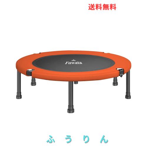 Fuwata トランポリン 室内用 大人用 子供用 大型102cm 耐荷重150kg 静音 折りたたみ ダイエット 家庭用 6本脚 (ブラック+オレンジ)