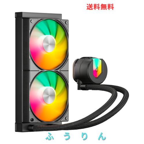 upHere 簡易水冷ARGB CPUクーラー 240mmラジエーター搭載 120mmPWMファン水冷システム cpu cooler aio LGA1700/AM5/AM4対応 ブラック【U2