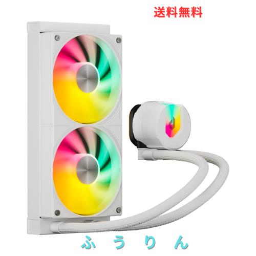 upHere 簡易水冷ARGB CPUクーラー 240mmラジエーター搭載 120mmPWMファン水冷システム cpu cooler aio LGA1700/AM5/AM4対応 ホワイト【U2