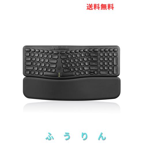 Perixx PERIBOARD-636BUS ワイヤレスエルゴノミクス英語配列キーボード USB2.4接続着脱式リストレストブラック