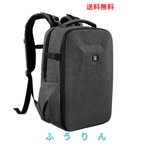 K＆F Concept カメラバッグ カメラリュック リュックサック 大容量 おしゃれ EVA耐衝撃 22L 16インチPC収納＆三脚収納可 一眼レフカメラバ