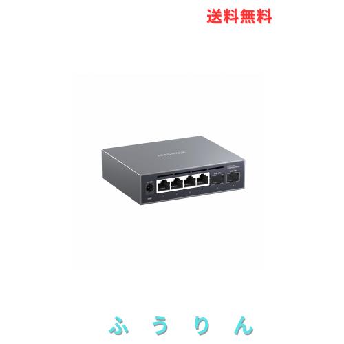 XikeStor 6ポート WEB管理スイッチ (4×2.5G + 2×10G SFP+)搭載 全新 2.5gbps スイッチングハブアルミニウム合金製ケース 放熱性能 ファ