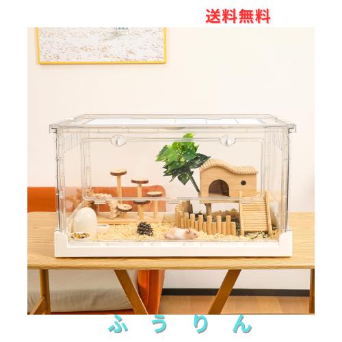 Ruexue ハムスターケージ＆モルモット、小動物ペット用の完全透明で