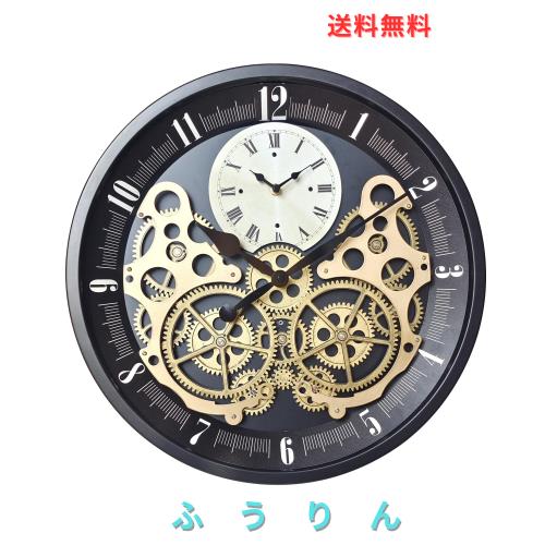 Hnycinj 45.7 cm オリジナル インダストリアルウォールクロック カチカチしない ヴィンテージ リアルムービングギア 電池式 アンティーク