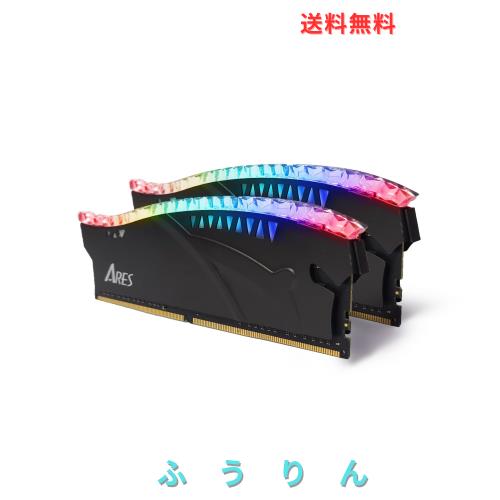 DATO 16GB (8GBx2) RAM DDR4 3200MHz CL16 RGB XMP付き 1.35V デスクトップメモリモジュール ARES Armor Lite ゲーム用 ブラック