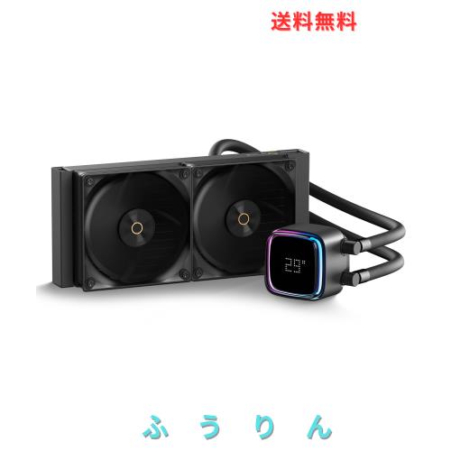 Ocypus Iota L24 CPUクーラー 水冷、デジタルディスプレイ、240MM AIO 簡易水冷CPUクーラー、効率的な冷却ポンプ、ARGB照明コントロール