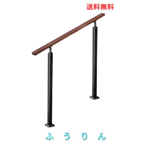 YHEYSMUX 100 cm 角型 階段 手すり黒 四角い 無垢材の手摺り DIY 304ステンレス鋼 角度調整可能 屋内屋外用 玄関 高齢者用 サポート 取り
