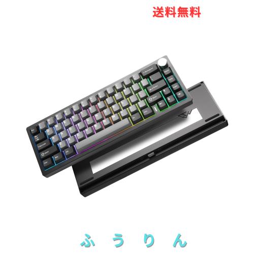 YUNZII AL68 メカニカルキーボード ワイヤレス 68キー ホットスワップ対応 英語配列 RGB QMK/VIAアルミニウム BT5.0/2.4G/USB-C有線 ノブ