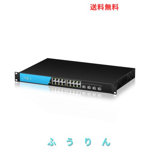keepLiNK 16ポート 2.5G スイッチングハブ 金属筐体 4つの10GbE SFP+ポートファン冷却 アンマネージスイッチ
