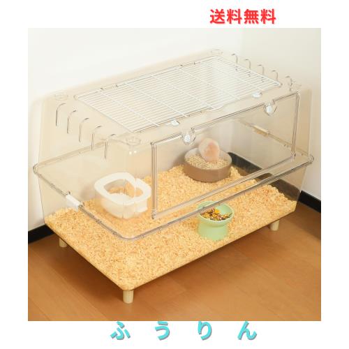 Ruexueの大型ハムスターケージ、完全に透明で視認性が良く、耐摩耗性と耐噛み性があり、換気と通気性が良く、お手入れが簡単で、ハムスタ