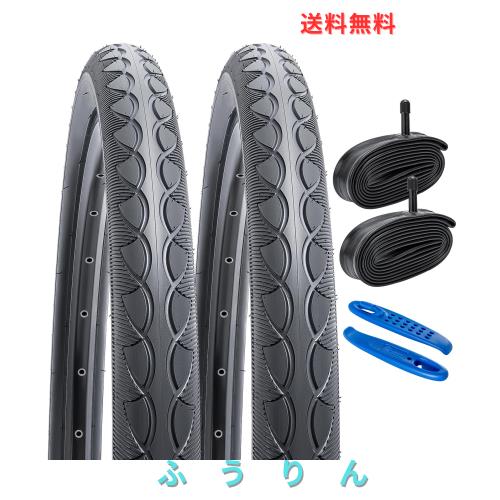 YunSCM 2本セット,26 2.0 タイヤ,26x2.0 50-559 自転車タイヤ + チューブ 米式バルブ32mm+タイヤレバ,適用 26インチ 2.0 クロスバイク、