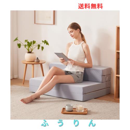 Lazyzizi 四つ折りマットレスセミダブル 10CM厚さソファーベッド 高反応タイプ 敷布団 マットレス 折り畳み 車中泊マット 体圧分散 ごろ