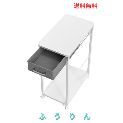 DEWEL 側面手押し車 pc手押し車 キャスター付き添い人 マイコン手押し車 cpu手押し車 抽き出し付き添い人 学習机手押し車 マイコン納める 木製 デスクサイドワゴ
