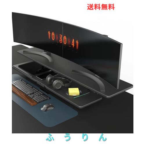 Doowiit モニター台 卓上 2段収納 モニタースタンド 机上台 安定性 PC台 パソコン台 pc キーボード収納 プリンタ 液晶モニター台 木製 パ