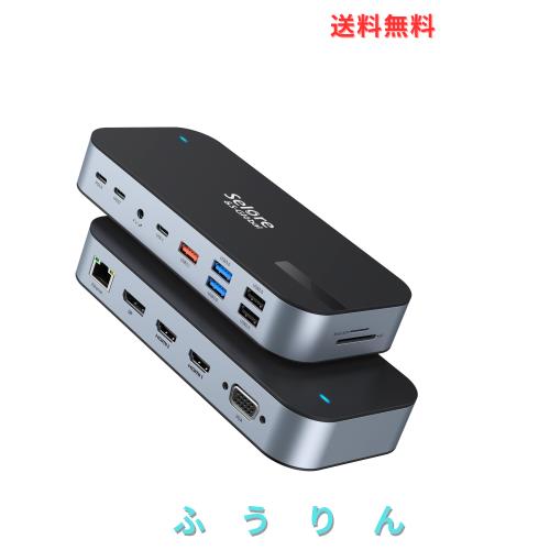Selore 【16 in 1 MAX 4画面同時出力対応】 USB C ドッキングステーション type c Dock 100W PD対応 4K HDMIポート microSD＆SDカードス