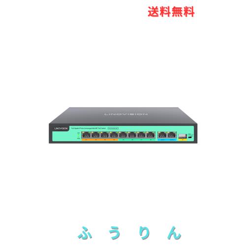 LINOVISION 8 ポート フル ギガビット PoE++ スイッチ、4 つの BT 90W ポート、4 つの 30W ポート、2 つの GE および 1 つのギガビット S