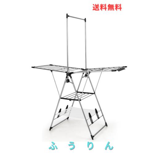 COSTWAY 物干しスタンド 折りたたみ式 組立不要 洗濯物干し 室内物干し 幅157.5cm/高さ77~127cm 靴掛け付き 平干しも可能 高さ調節可能